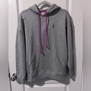 NWT TEREZ NY Forever Heathered Gray Hoodie with Pink Drawstrings Size Small